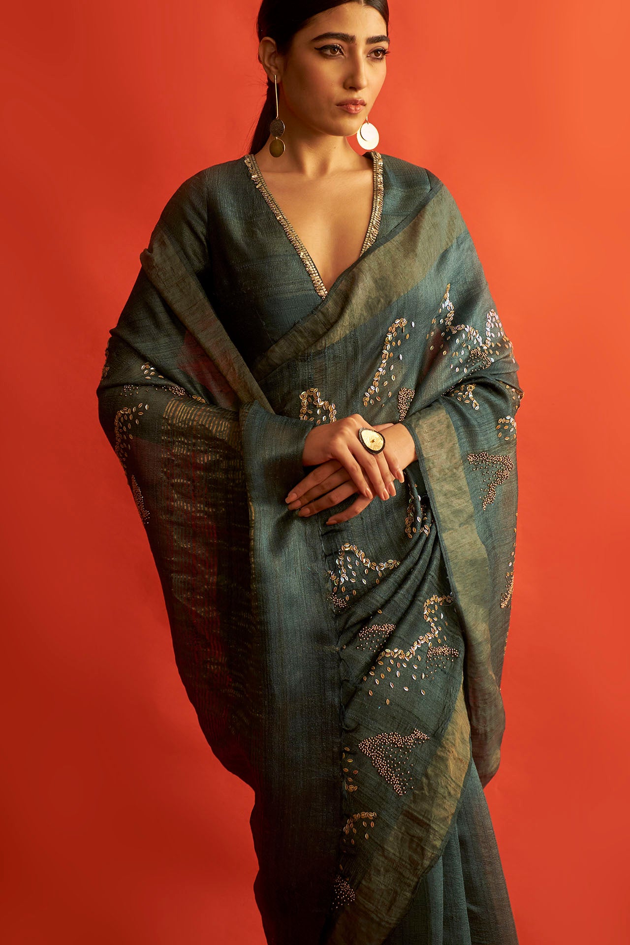 Green Tussar Silk Zari Saree