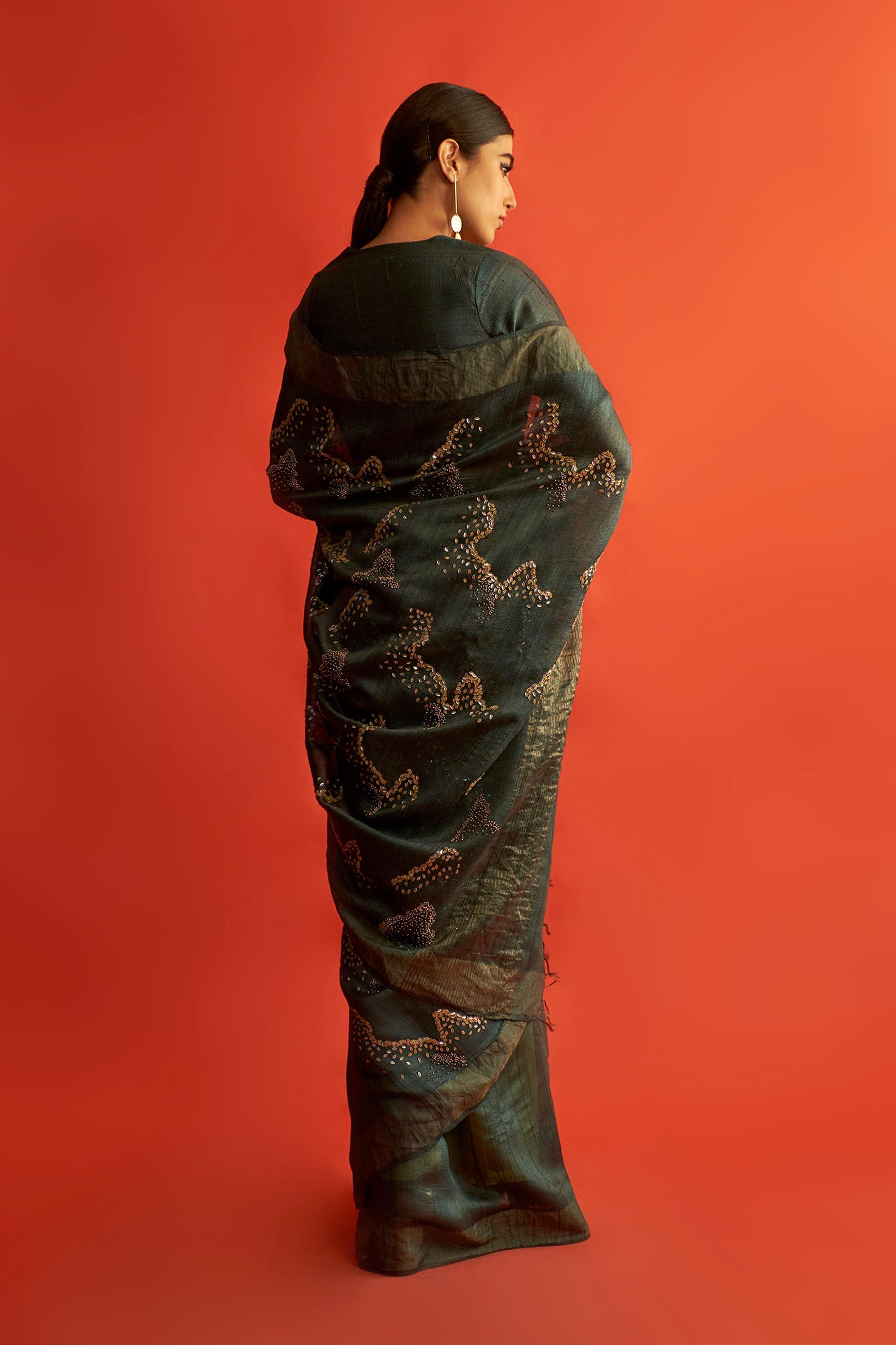 Green Tussar Silk Zari Saree