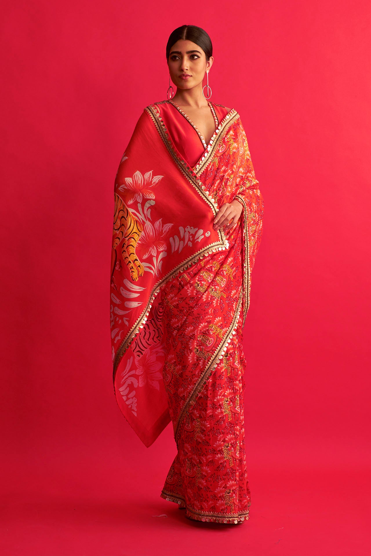 Tiger Printed Saree