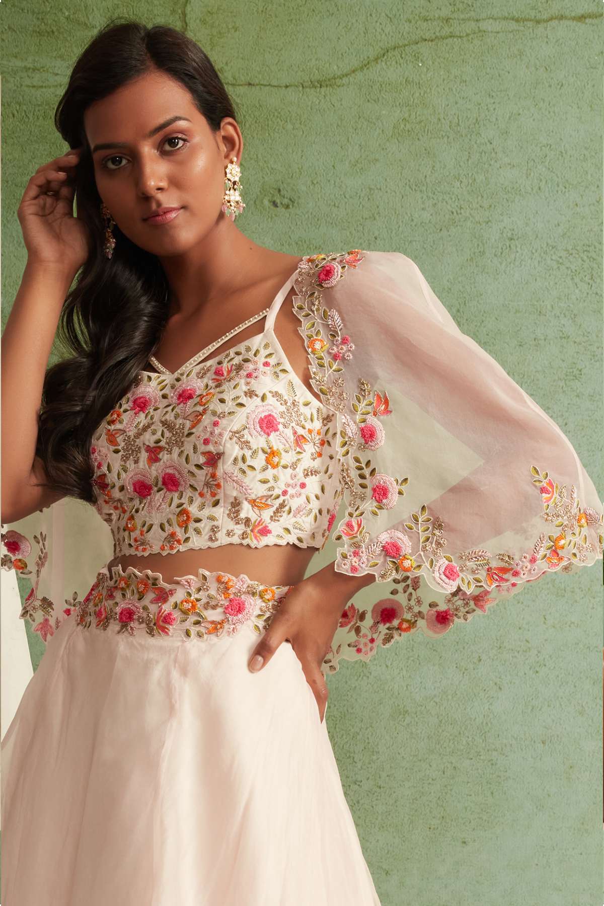 Zardosi Cape Lehenga Set