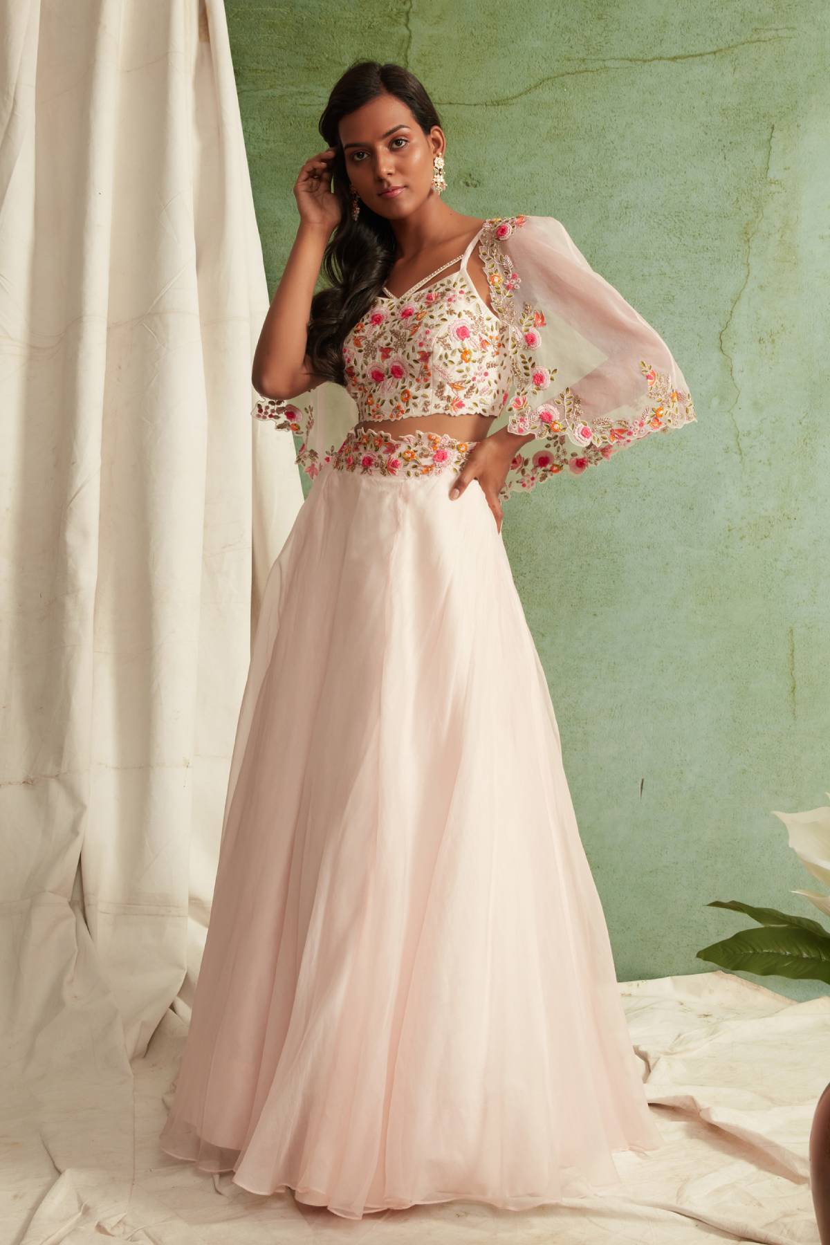 Zardosi Cape Lehenga Set