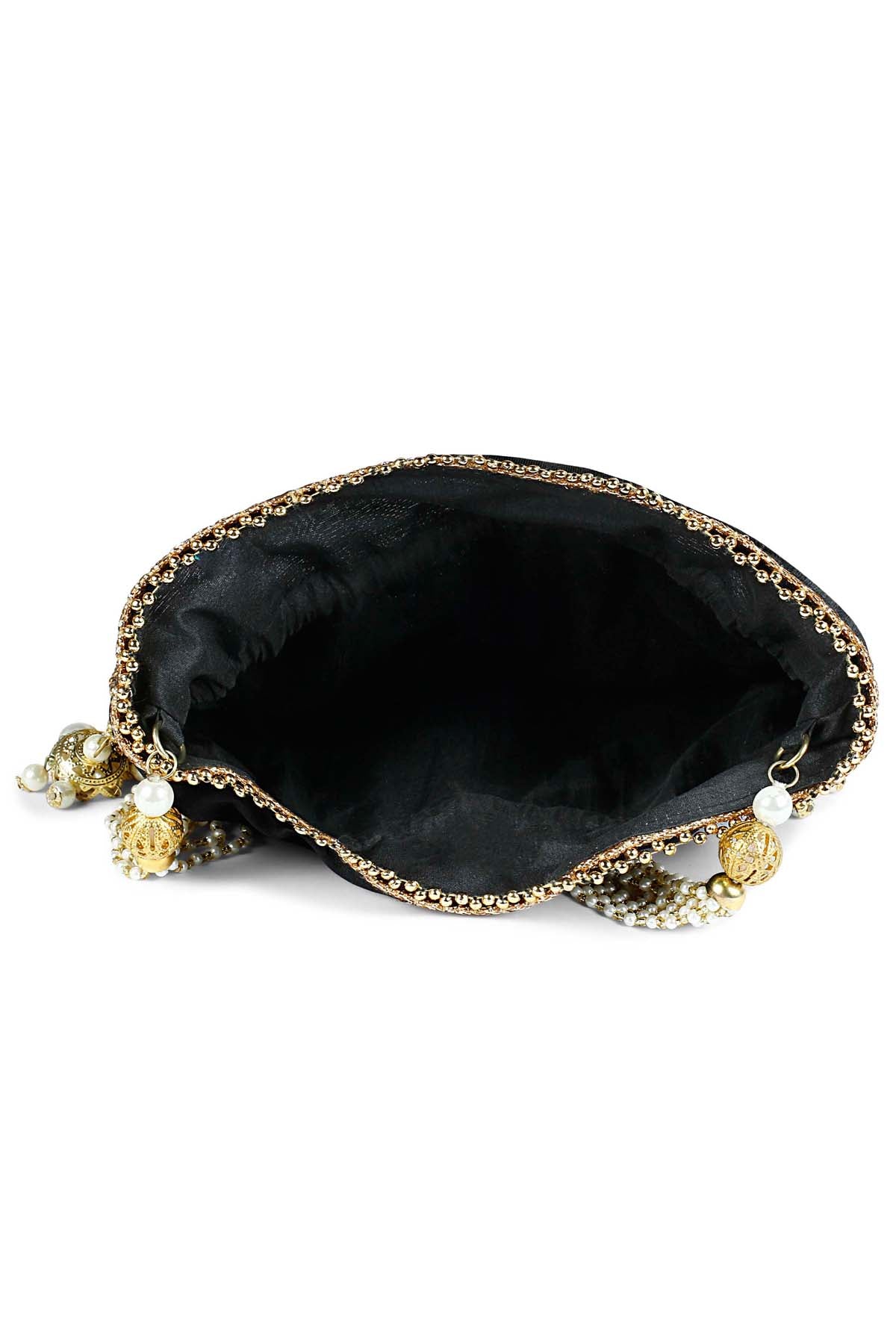 Black Zardosi Embroidered Potli