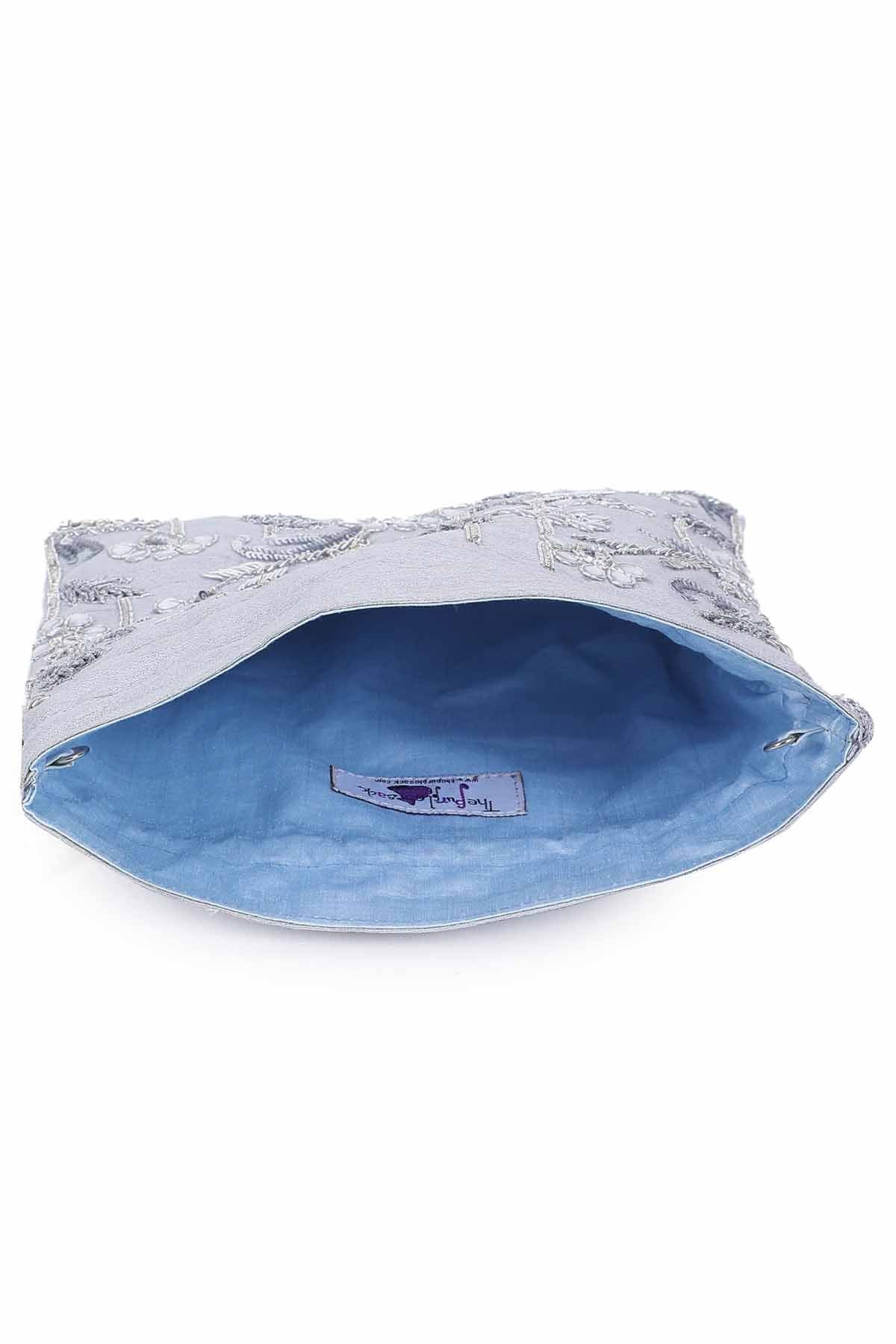 Silver Zardosi Embroidered Potli