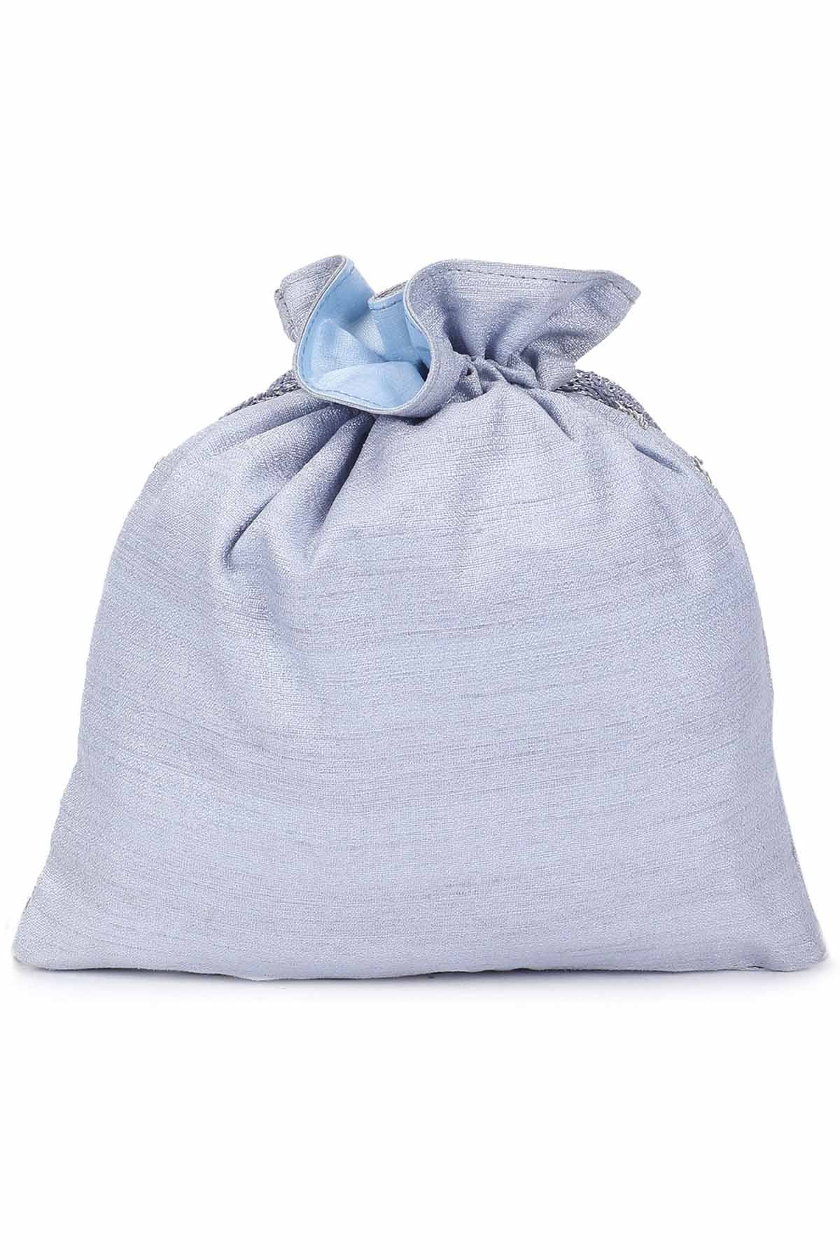 Silver Zardosi Embroidered Potli