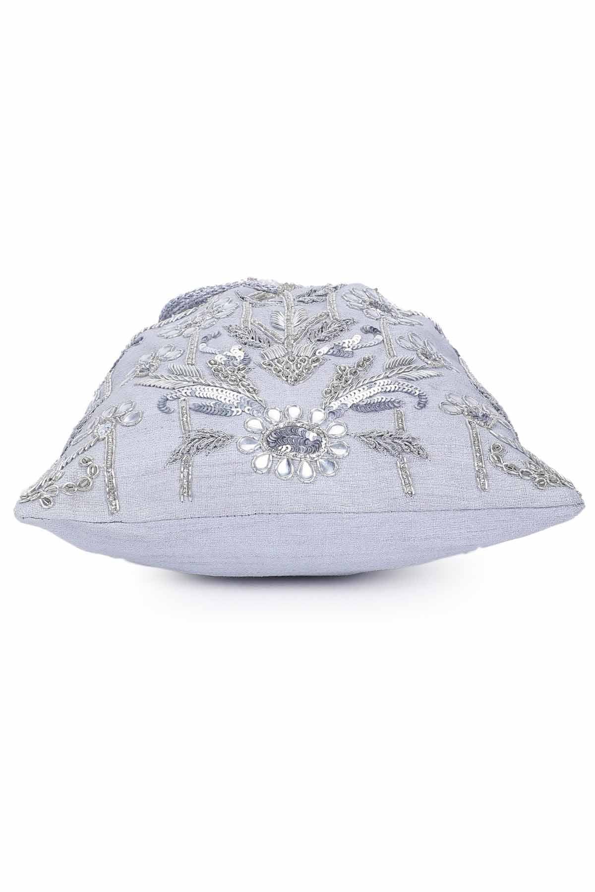 Silver Zardosi Embroidered Potli