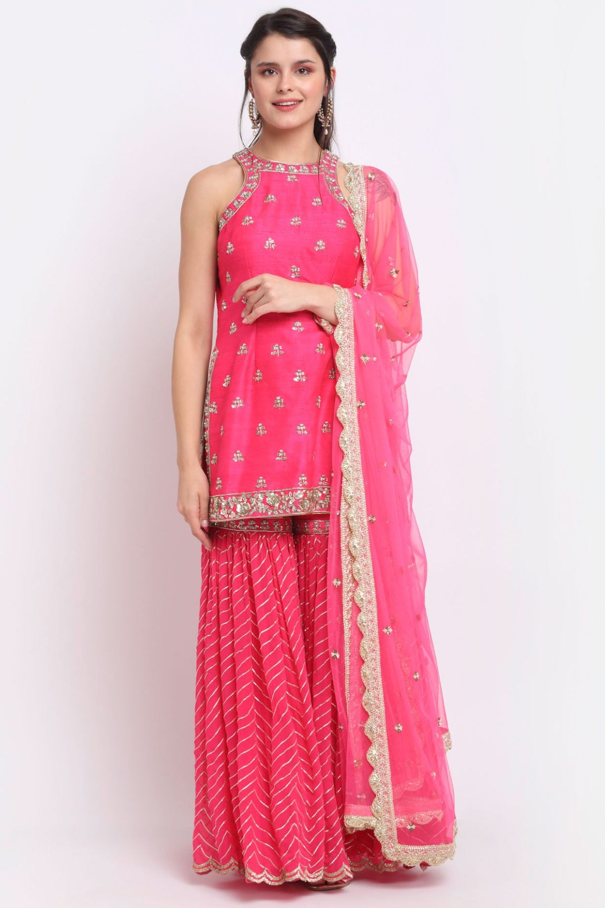 Fuchsia Zardosi Gota Sharara Set
