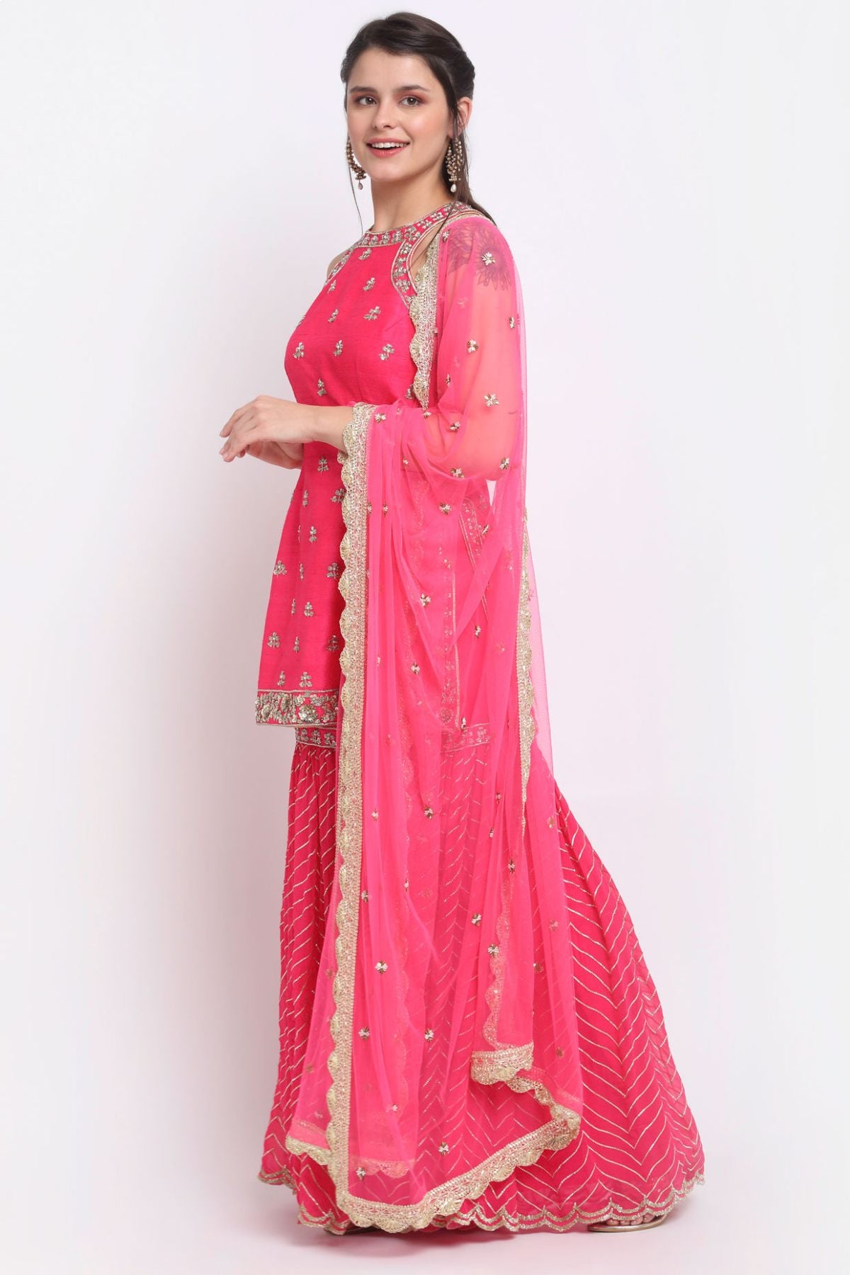 Fuchsia Zardosi Gota Sharara Set