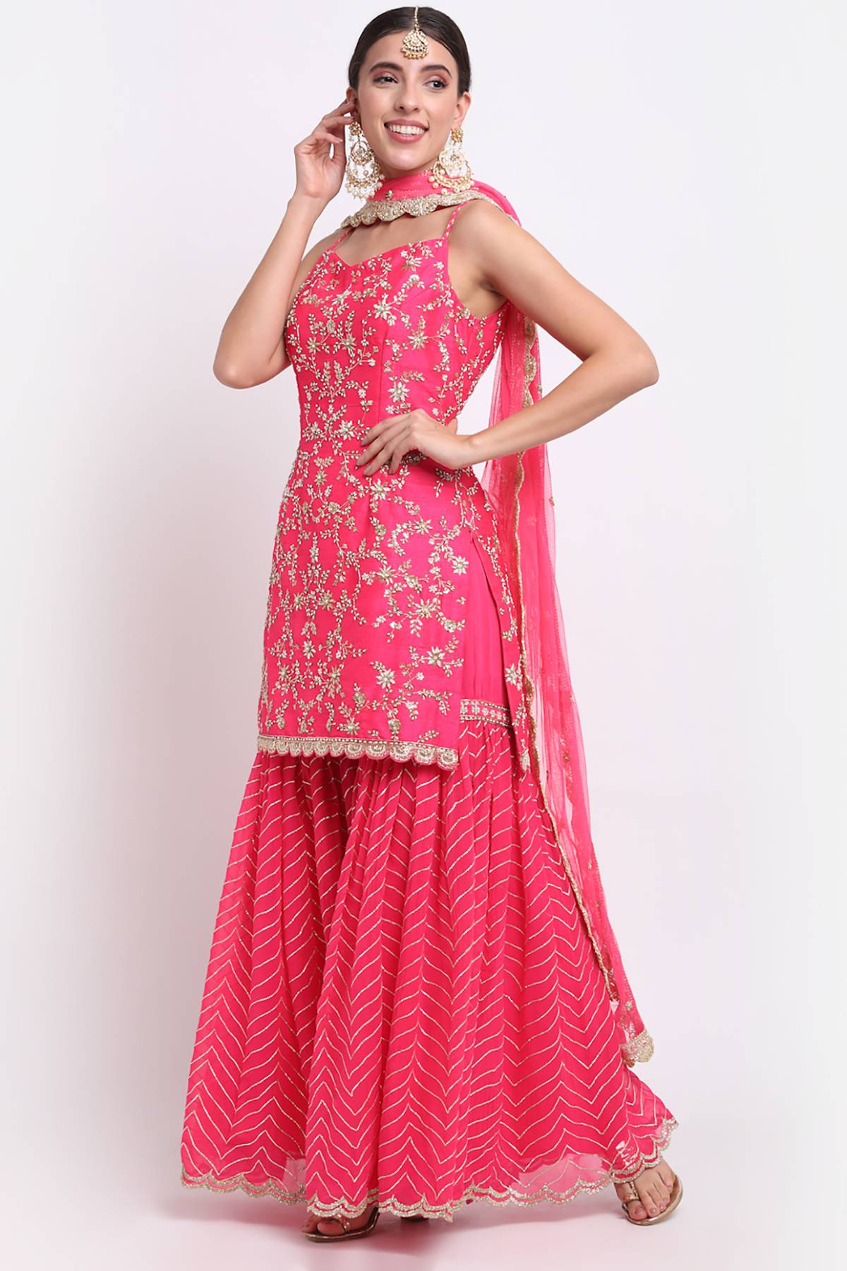 Fuchsia Gota Zardosi Sharara Set