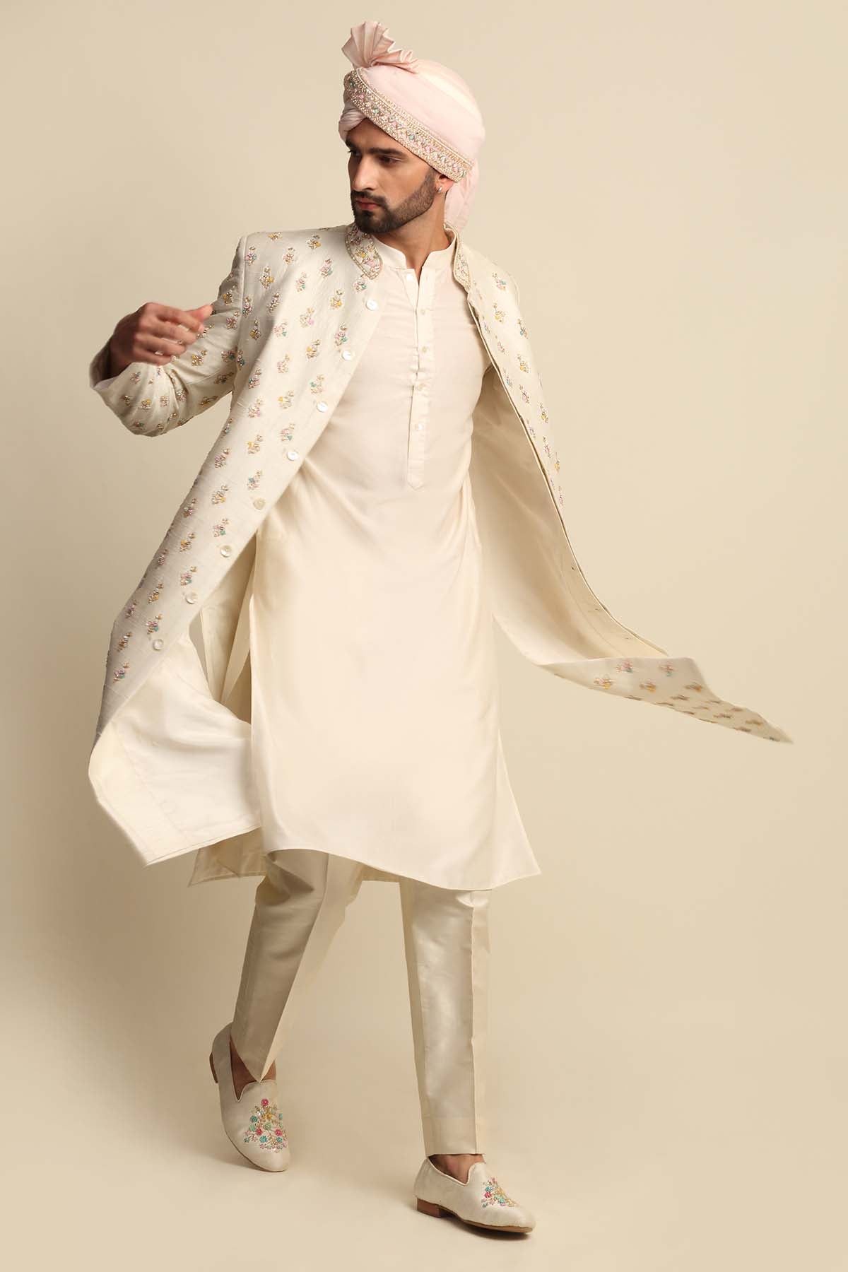 Embroidered Buti Sherwani Set