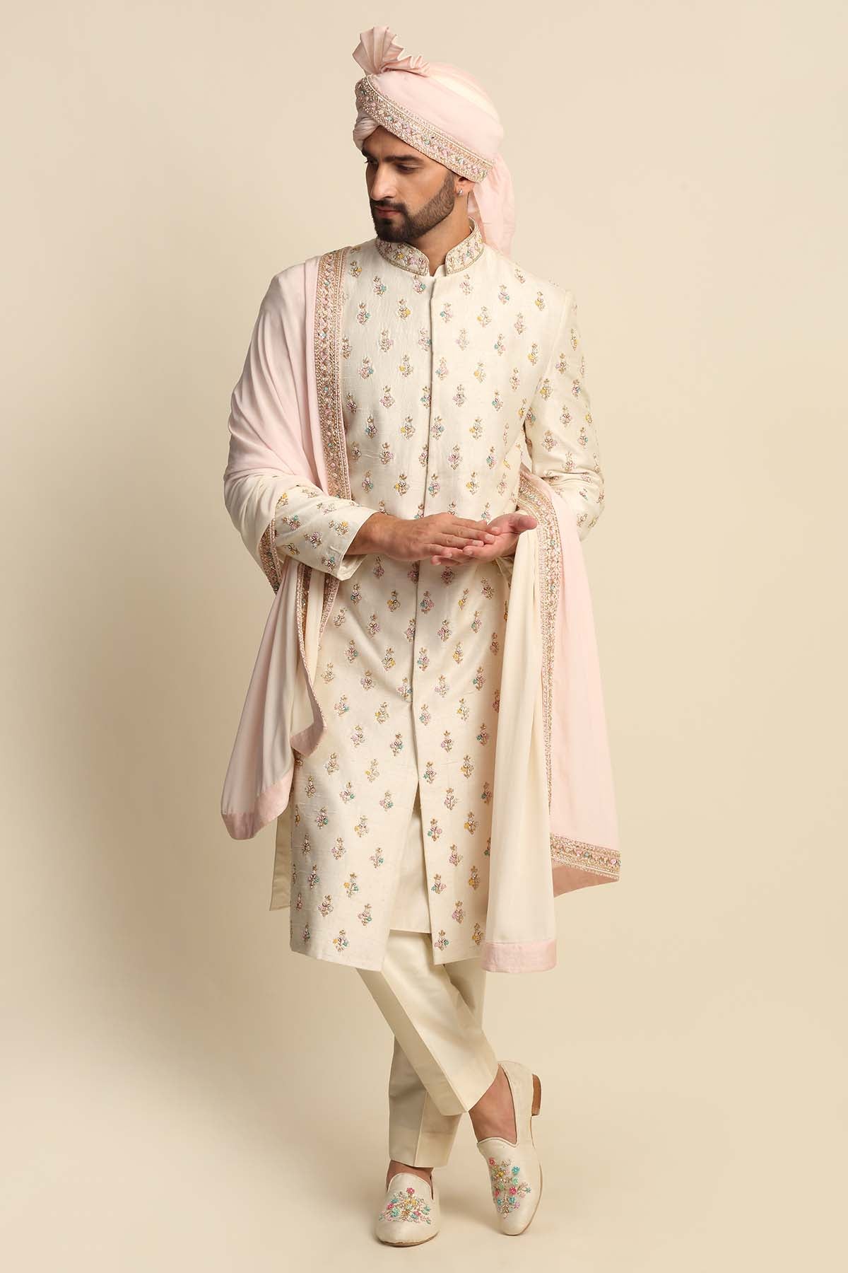 Embroidered Buti Sherwani Set
