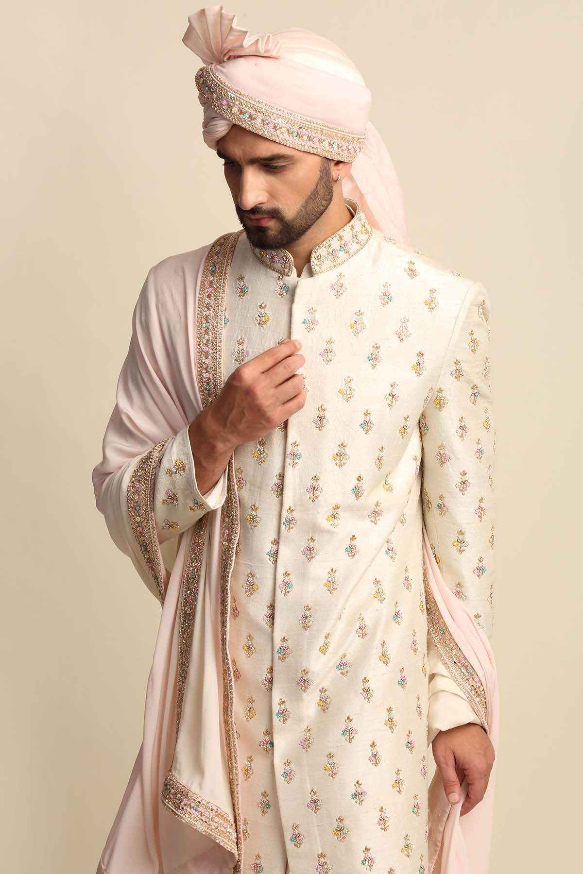 Embroidered Buti Sherwani Set