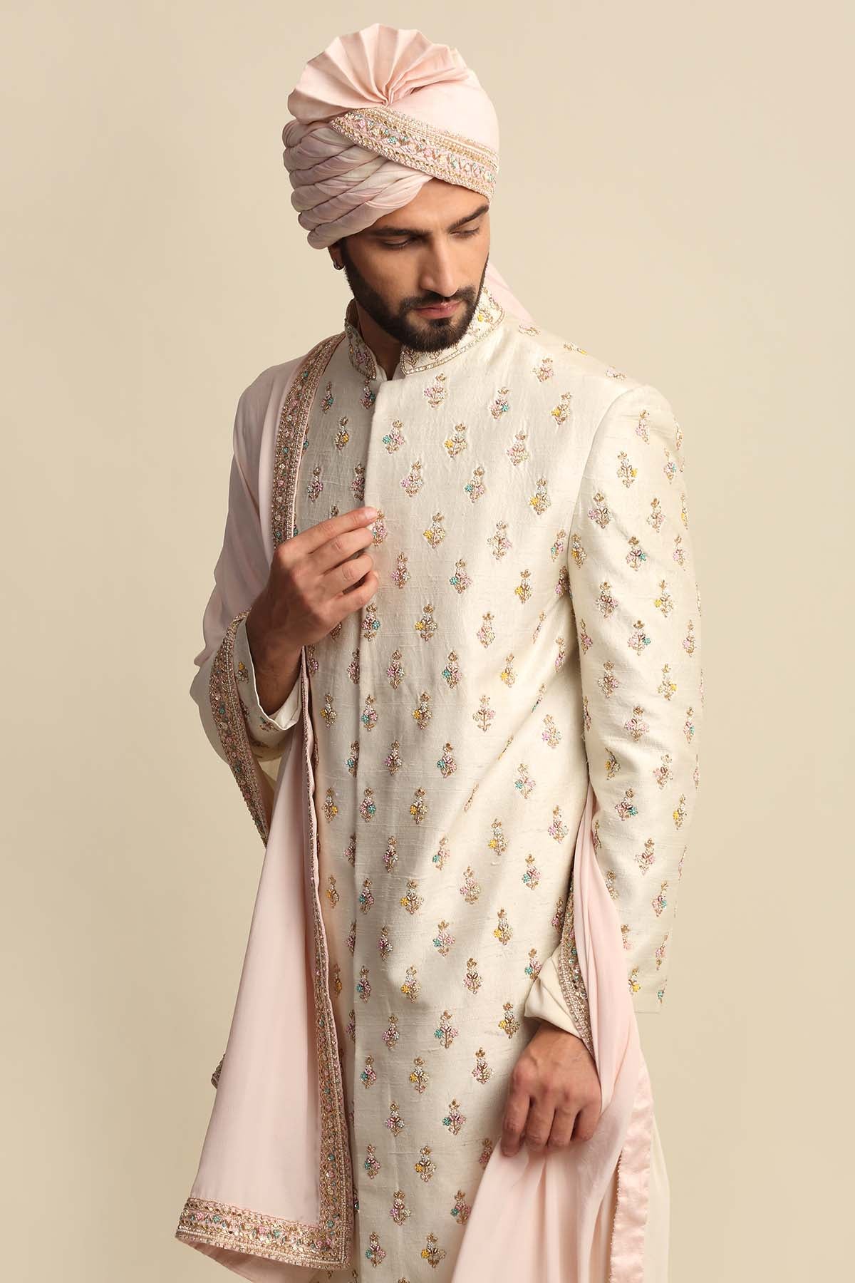 Embroidered Buti Sherwani Set