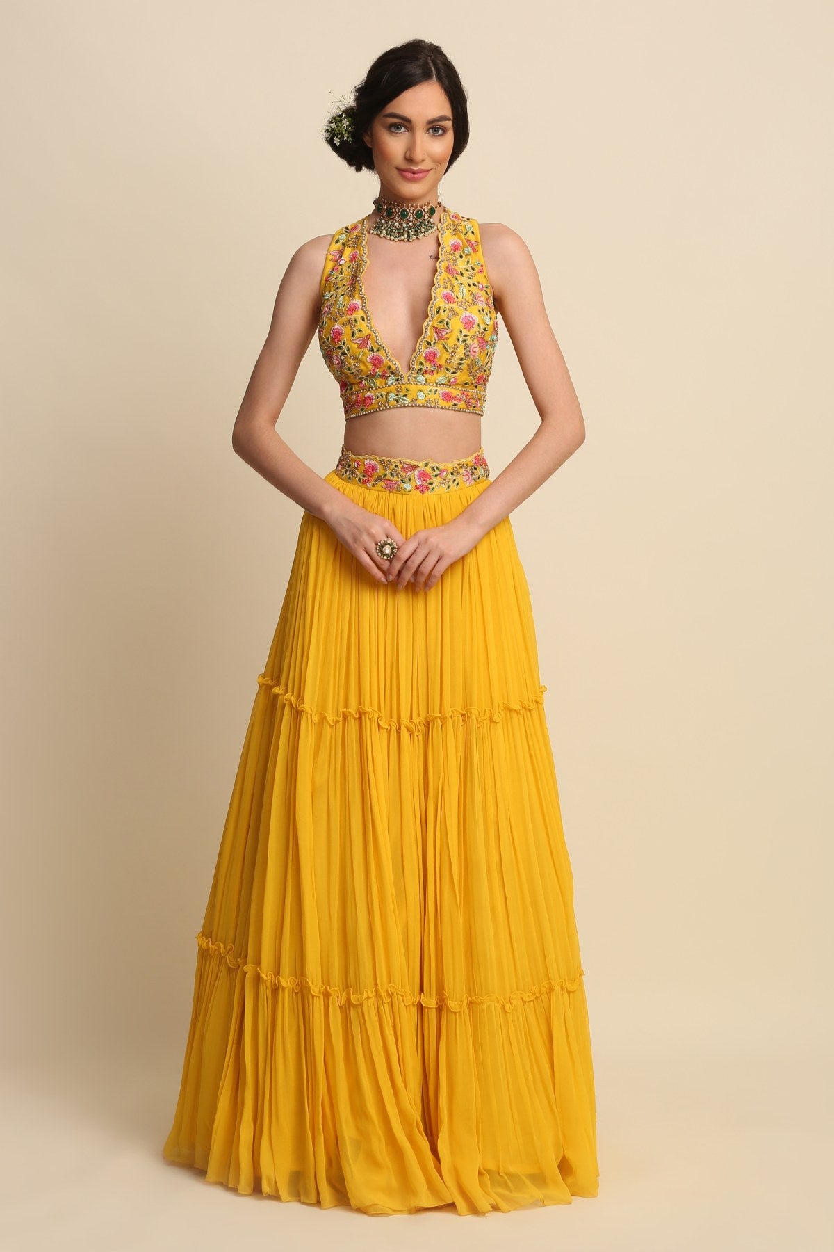 Zardosi Tiered Lehenga Set