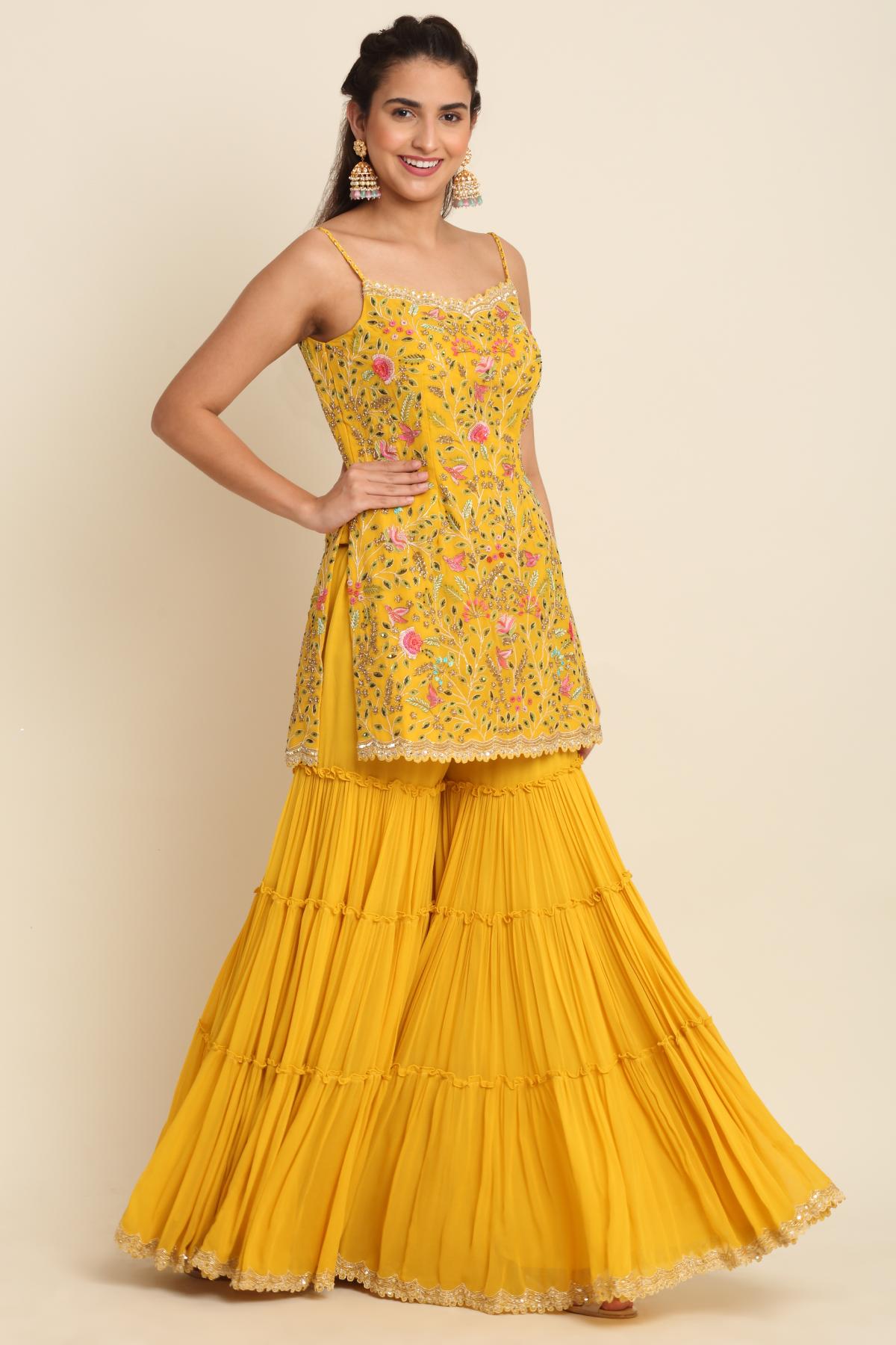 Yellow Sleeveless Kurta Set