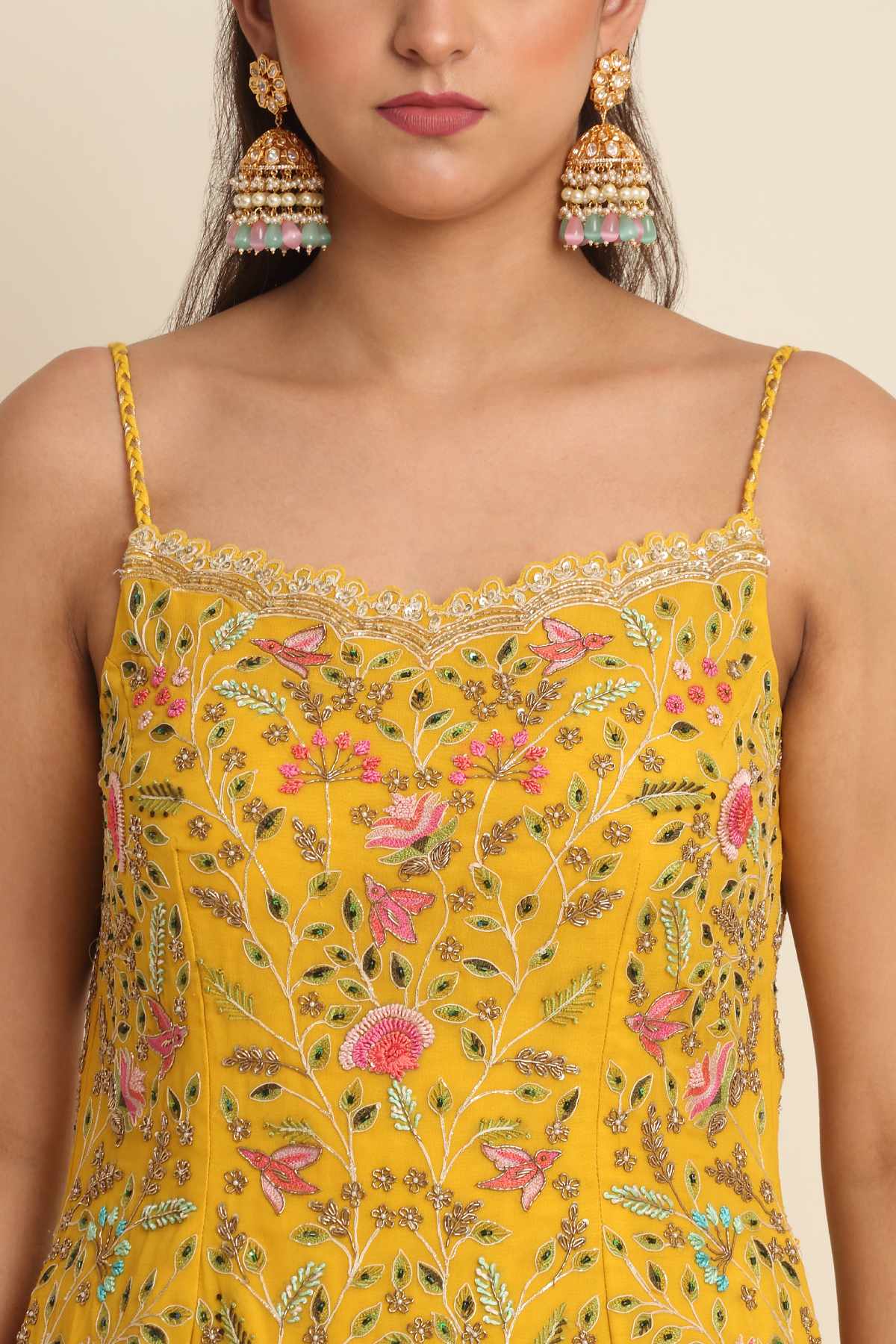 Yellow Sleeveless Kurta Set