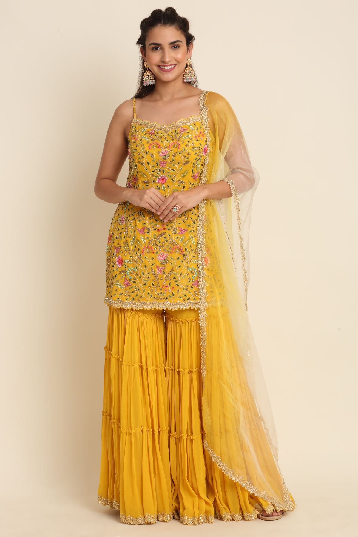 Yellow Sleeveless Kurta Set