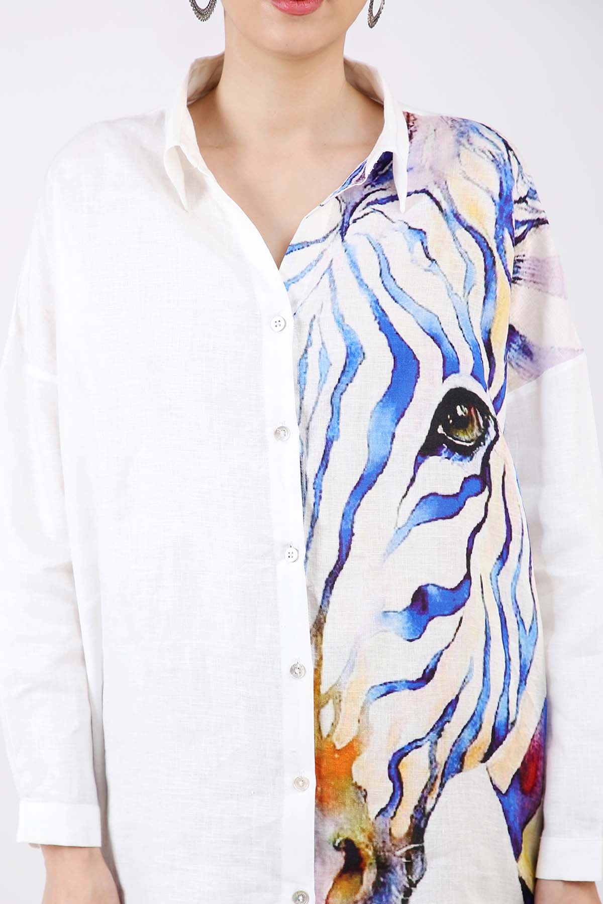 Zebra Printed Linen Shirt